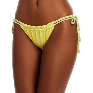 Baobab Lula Metallic Side Tie BIKINI BOTTOM Size L Neon Yellow Green NEW $100